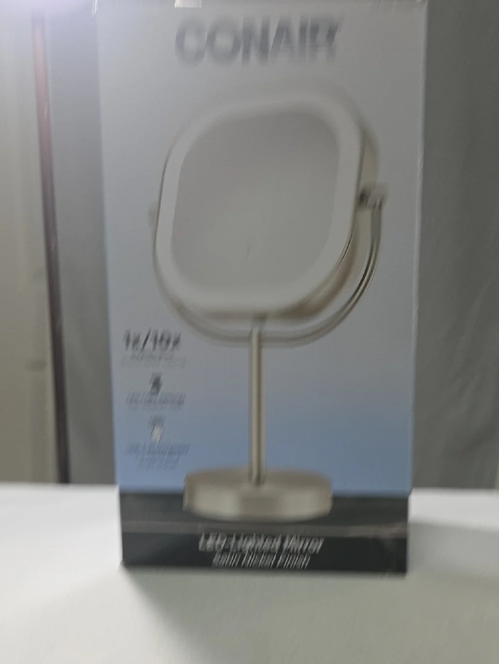 Conair LED Lighted Vanity Mirror 1x/10x Magnification Satin Nickel Open Box